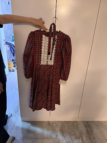 masin bezeyi: Qırmızı rəngli, klassik tartan naxışlı qadın donu - Model: uzunqol — 2