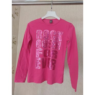 футболка а4: Детский топ, рубашка, цвет - Розовый, Б/у
