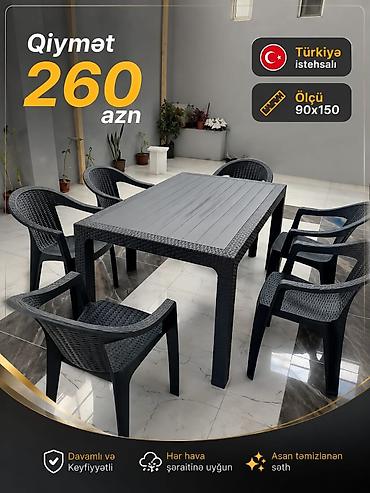 Türkiyə istehsalı bağ-balkon dəsti. - Tərkibi: 1 masa + 6 oturacaq lalafo.az -da Türkiyə istehsalı bağ-balkon dəsti. - Tərkibi: 1 masa + 6 oturacaq