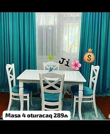 metbex kunc divani: Mətbəx üçün, Yeni, Açılmayan, Dördbucaq masa, 4 stul — 1