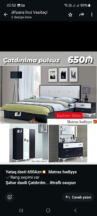 bagca mebel: *Yataq dəsti 650Azn💥 Matras hədiyyə* ✔️Rəng seçimi var *Şəhər daxili — 6