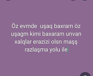 Uşaq baxımı xidməti - Öz evimdə uşaqlara nəzarət və qayğı göstərilir