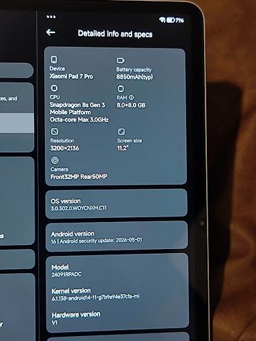 чоор фото: Планшет, Xiaomi, эс тутум 256 ГБ, 11" - 12", Wi-Fi, Колдонулган, Классикалык түсү - Күмүш — 6
