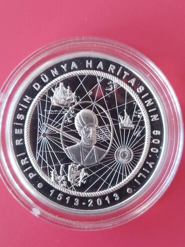 Граммофоны и патефоны: PİRİ Reısin dünya haritası. 50 lira,2013 il,Ag 925 31,47gr