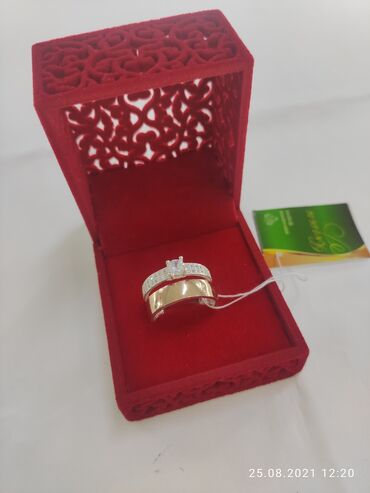 кольцо: Серебряный кольцо 2в1 Серебро покрыто золотом пробы 925 Камни фианиты