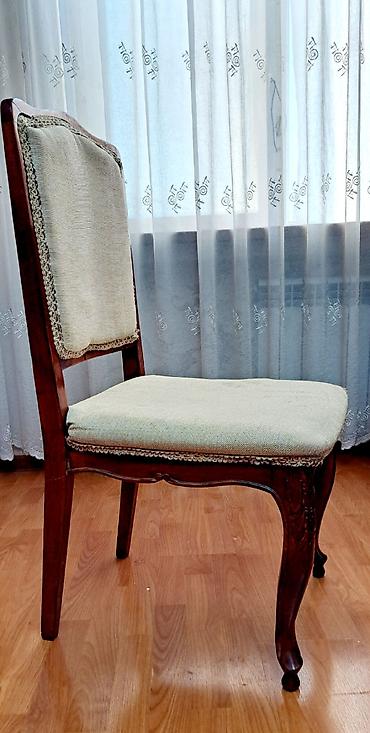 Mebel: Qonaq otağı üçün, İşlənmiş, Açılan, Dördbucaq masa, 6 stul — 6