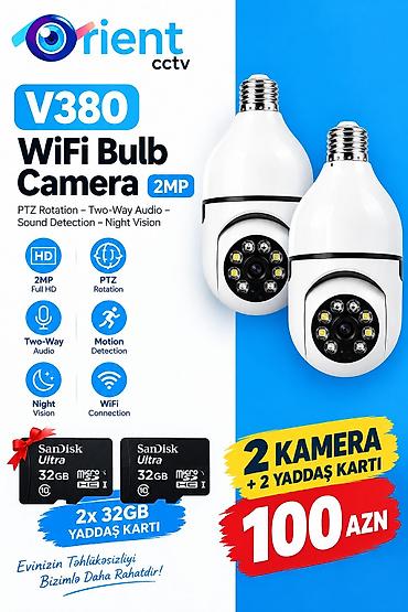 iphone 2016 se: V380 WiFi Lampalı Kamera (2MP) – Orient CCTV Komplekt: - 2 ədəd V380 — 1