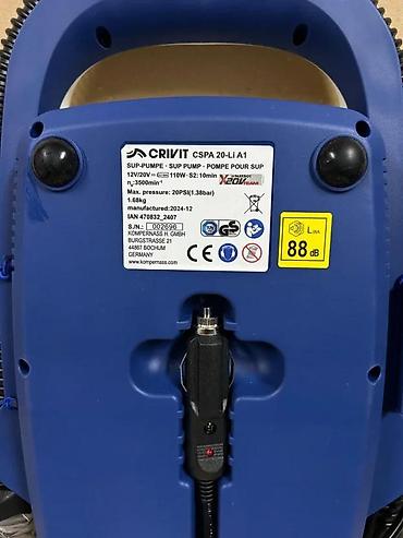 Kompresori za vazduh: CRIVIT CSPA 20-Li A1 – električna SUP pumpa - Napajanje: 12 V (auto — 4