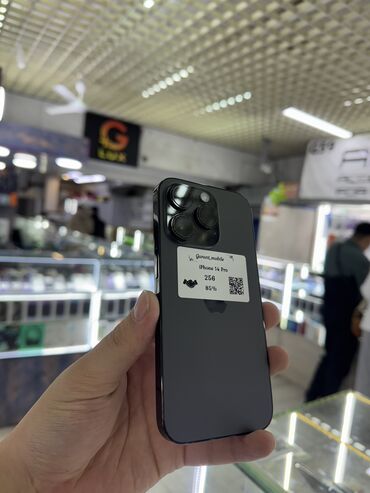 купить бэушные телефоны: IPhone 14 Pro, Б/у, 256 ГБ, Jet Black, Зарядное устройство, Защитное стекло, Кабель, 85 %