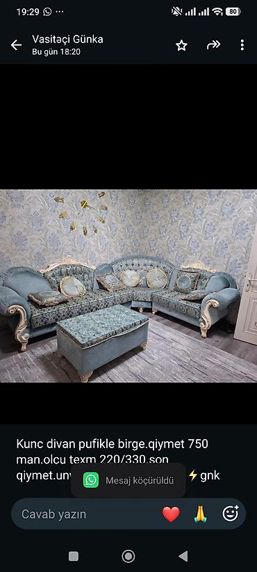 Kunc divan pufikle birge.qiymet 750 man.olcu texm 220/330.son
