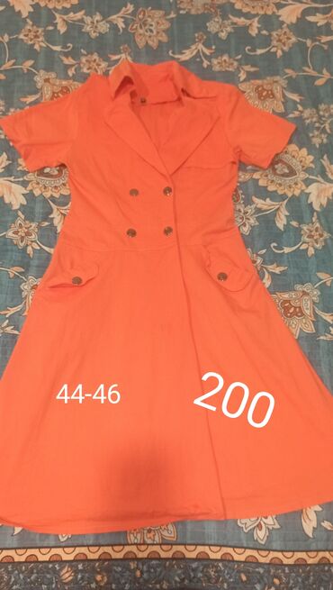 оранжевое вязаное платье: Повседневное платье, Лето, M (EU 38)