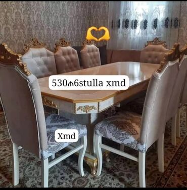 oturacaq dəstləri: Qonaq otağı üçün, Yeni, Açılmayan, Oval masa, 6 stul