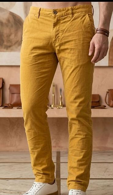 Muške pantalone – senf žuta boja - Kroj: ravan/slim sa blagim na lalafo.rs Muške pantalone – senf žuta boja - Kroj: ravan/slim sa blagim