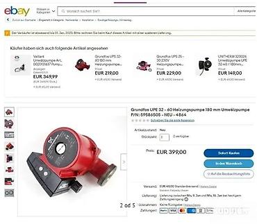 Oprema za grejanje: Grundfos cirkulaciona pumpa za grejanje – model UPE 25-40 (razmak — 4