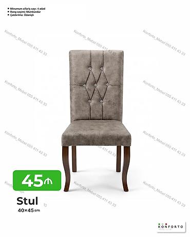 stul kreslo: Stul – 40×45 sm - Zərif dizaynlı, hündür beli düyməli kapitone — 1