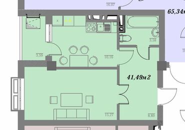 дом продаётся бишкек: 1 комната, 42 м², Элитка, 2 этаж, ПСО (под самоотделку)