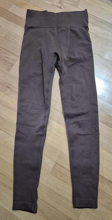 Helanke, biciklistički šortsevi: Ženske sportske helanke – visoki struk, tamno braon - Kroj: uske — 8