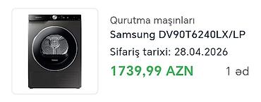 Quruducu: Samsung DV90T6240LX/LP Əsas xüsusiyyətlər: - İstilik nasosu