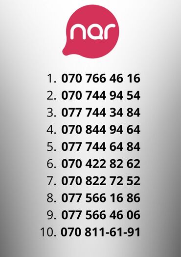 nar paket: Nömrə: ( 070 ) ( 7289195 ), Yeni