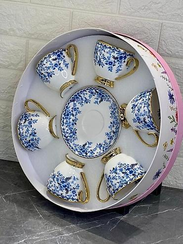 çay servis: Çay dəsti, rəng - Ağ, Farfor, 6 nəfərlik — 2