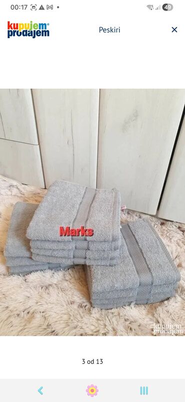 Peškiri: ??Pamucni peskiri jednobojni??Dimenzije peskira : 50x90Cena: Paket 12 — 10