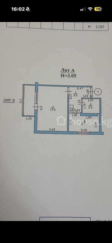 61: 1 комната, 34 м², Аламедин-1 мкр 105 серия, 2 этаж, Старый ремонт — 5