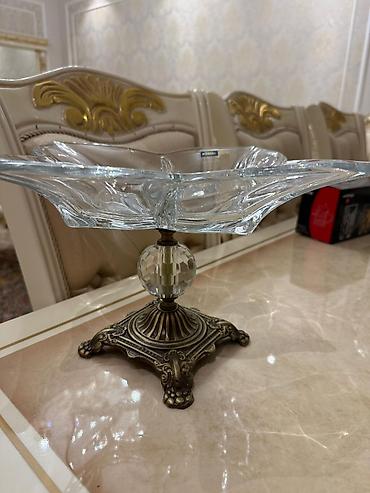 şam qabı: Bohemia kristal dekor dəsti - Çex istehsalı, əl işləməsi kəsim (hand — 4