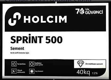 səməni qabı: HOLCIM SPRINT 500 sement – 40 kq (+2%). Xüsusiyyətlər: - B32.5N — 1
