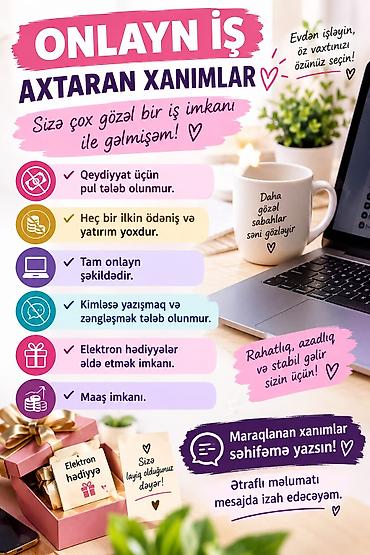 gunluk utu isi: Onlayn iş fürsəti – xanımlar üçün - Evdən, öz vaxtınıza uyğun işləmə — 1