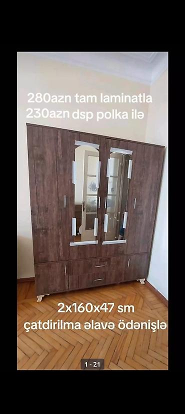 şifonyerler: 3 qapılı güzgülü paltar şkafı - Material: laminat və ya DSP (şəkildə — 4
