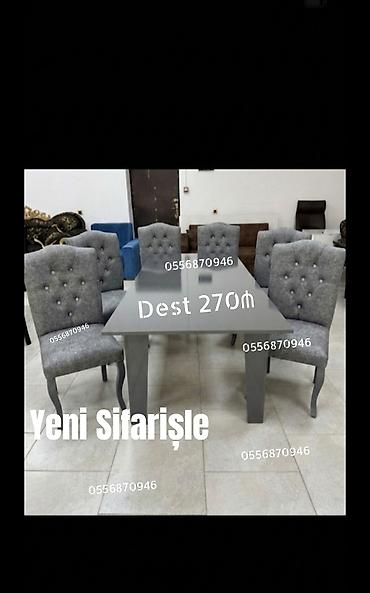 ders masa: Qonaq otağı üçün, Yeni, Açılmayan, Dördbucaq masa, 6 stul — 2