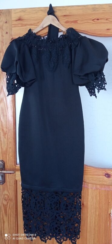 платье вышиванка на выпускной: L (EU 40), цвет - Черный