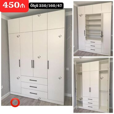 Yeni, Açılan, 4 qapılı Qarderob, paltar dolabı