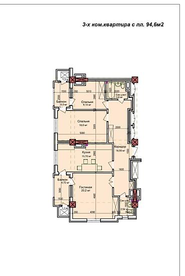 Продажа квартир: 3 комнаты, 95 м², Элитка, 11 этаж, Готовая ПСО (под самоотделку) — 1