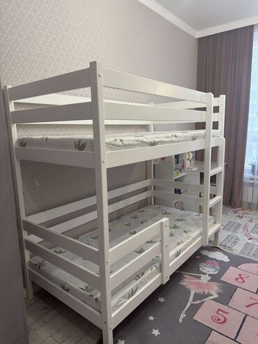 бу двухярусные кровати: Балдар үчүн эки ярустуу, Колдонулган, МДФ, түсү - Ак