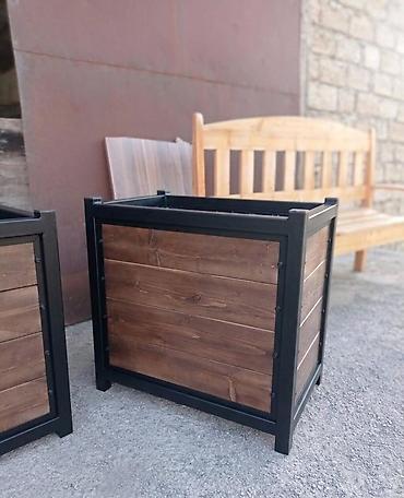 pustə agaci satilir: Metal karkaslı taxta dekorativ gülbəçə/qutu - Material: qalın divarlı — 9