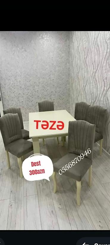 tek termolar: Qonaq otağı üçün, Yeni, Açılmayan, Dördbucaq masa, 6 stul — 2