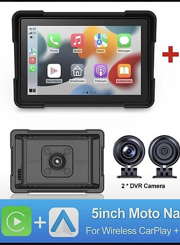 Motosiklet üçün 5 düymlük CarPlay/Android Auto naviqasiya sistemi + 2x