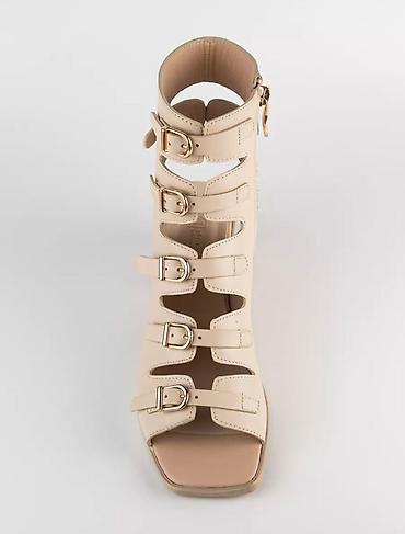 Босоножки, сандалии, шлепанцы: Женские Босоножки-Гладиаторы MAXI на каблуке, бежевые, натуральная — 18