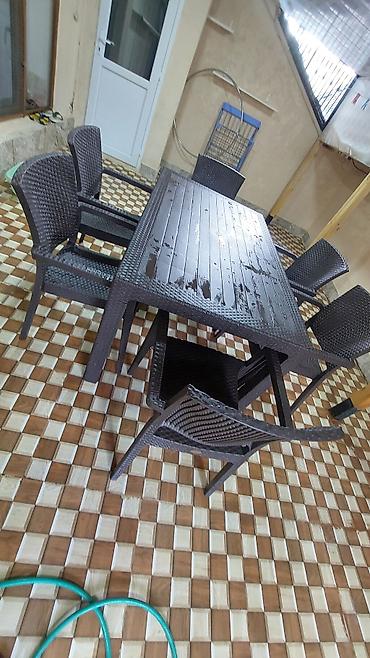 kafe ucun stol stul: Balkon üçün, Yeni, Açılmayan, Kvadrat masa, 6 stul — 3