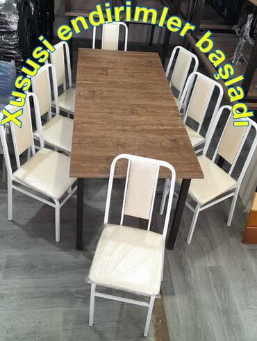 детский стул: Новый, Прямоугольный стол, 8 стульев, Нераскладной, Со стульями, Кожа, Азербайджан