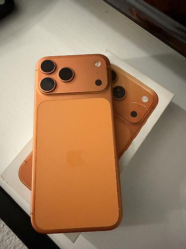 IPhone 17 Pro Max, Б/у, 1 ТБ, Оранжевый, Защитное стекло, Чехол, Кабель, 93 %
