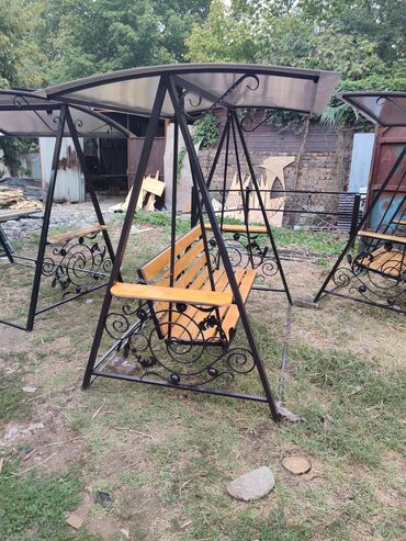Садовые качели: Садовые качели Металл, Со спинкой, С крышей — 7