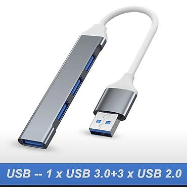 Yüksək keyfiyyətli metal korpuslu Hub. Bu 4-ü-1-də USB Hub çoxportlu