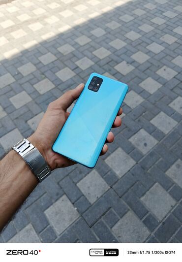samaung a10s: Samsung Galaxy A51, 128 ГБ, цвет - Голубой, Кнопочный, Отпечаток пальца, Face ID