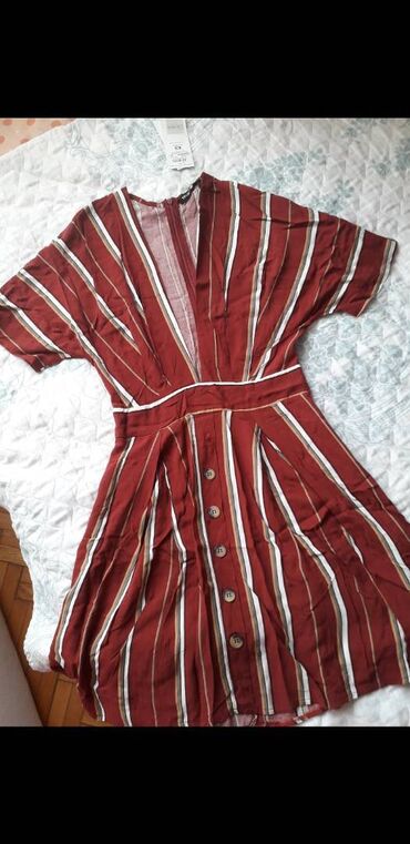 haljina 34: XS (EU 34), bоја - Crvena, Drugi stil, Kratkih rukava