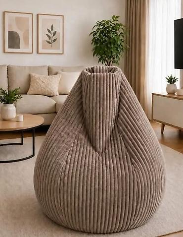 simpo ormari cene: Fa, Mekana lounge fotelja – “bean bag” sa širokim rebrastim plišom - — 5