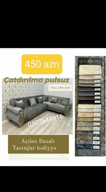 Mətbəx mebeli: Künc divan, Yeni, Açılan, Bazalı, Parça, Pulsuz çatdırılma