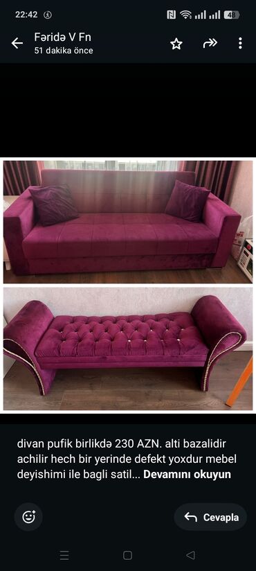 Спальные гарнитуры: Divan pufik birlikdə 230 AZN. alti bazalidir achilir hech bir yerinde