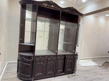 буфет кухоный: Гарнитур для зала, Б/у, Шкаф, МДФ, Самовывоз, цвет - Коричневый